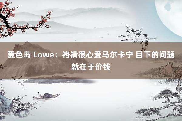 爱色岛 Lowe：袼褙很心爱马尔卡宁 目下的问题就在于价钱