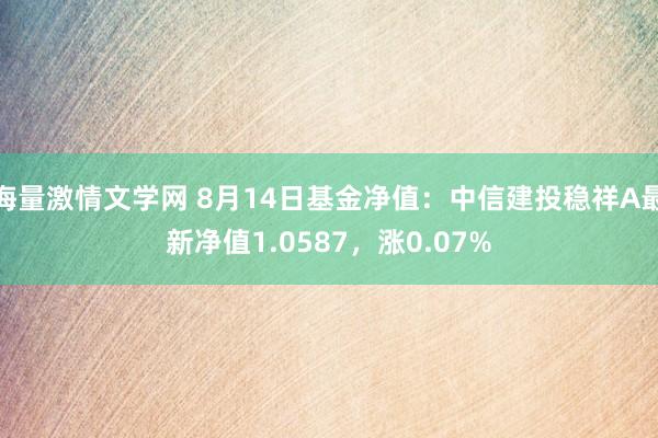 海量激情文学网 8月14日基金净值：中信建投稳祥A最新净值1.0587，涨0.07%