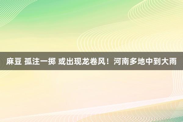 麻豆 孤注一掷 或出现龙卷风！河南多地中到大雨