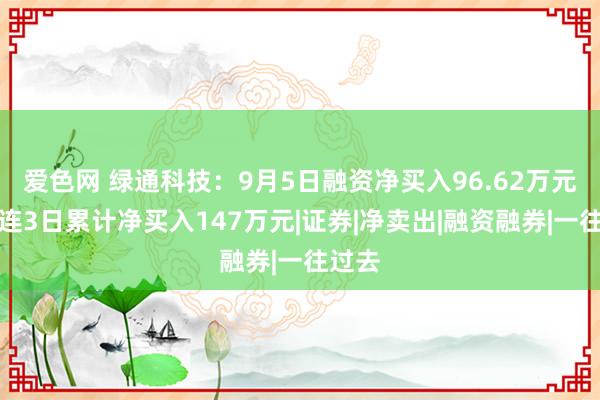 爱色网 绿通科技：9月5日融资净买入96.62万元，相连3日累计净买入147万元|证券|净卖出|融资融券|一往过去