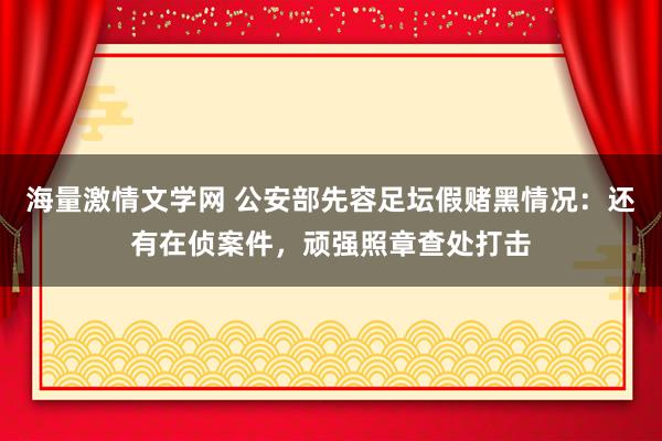 海量激情文学网 公安部先容足坛假赌黑情况：还有在侦案件，顽强照章查处打击